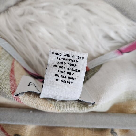 Peck & Peck 100% Linen Blouse L Floral Beaded Collar Poncho Oversize Boxy Kimono - Picture 8 of 14